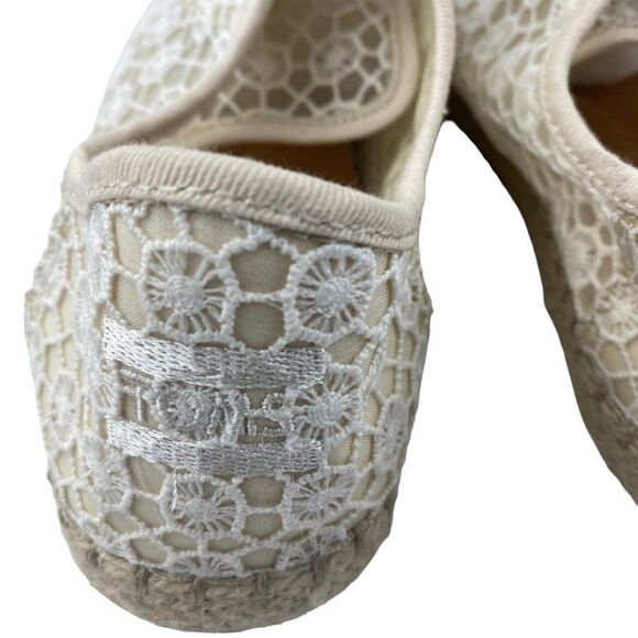 TOMS WOMENS Lena Natural Mosaic Mesh Crochet Jute Lace Up Espadrilles Shoes US 9 - Picture 13 of 14